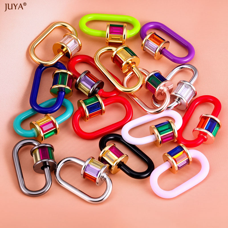 Jewelry Making Pins - JUYA Rainbow Crystal Enamel Screw Carabiner