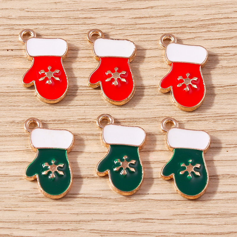 Jewelry Making Gloves - 10pcs 11x19mm Enamel Christmas Gloves Charms
