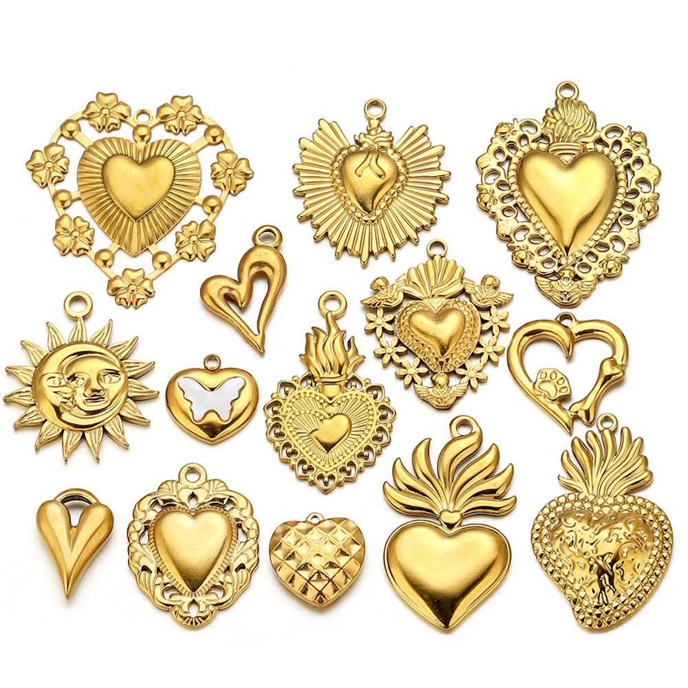 5pcs Stainless Steel Heart Sun - Jewelry Making Materials Wholesale recension och pris