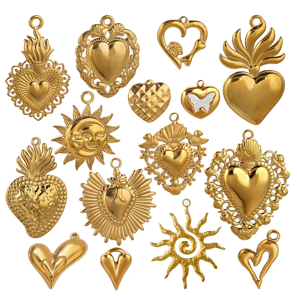 5pcs Stainless Steel Heart Sun - Jewelry Making Materials Wholesale recension och pris
