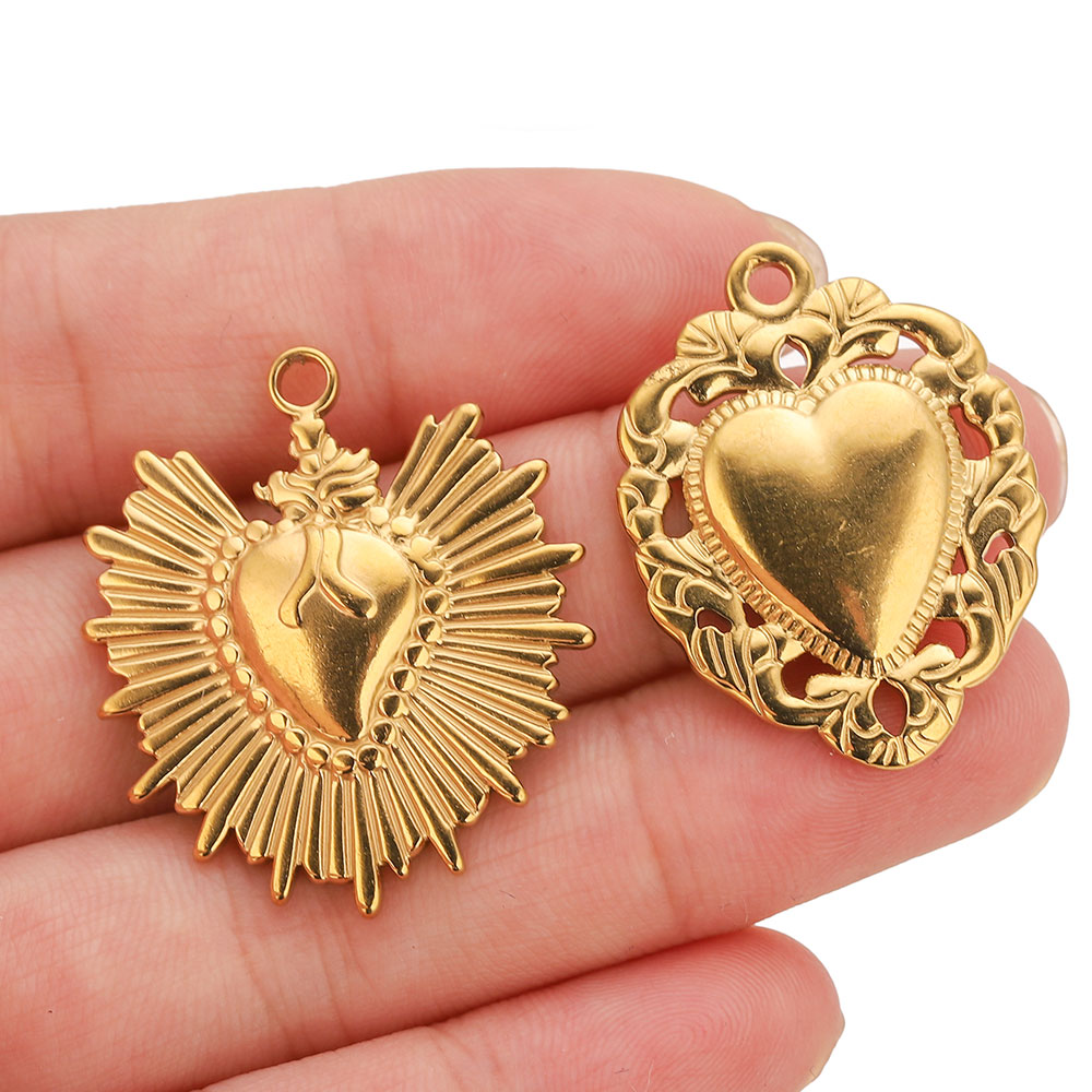 5pcs Stainless Steel Heart Sun - Jewelry Making Materials Wholesale recension och pris