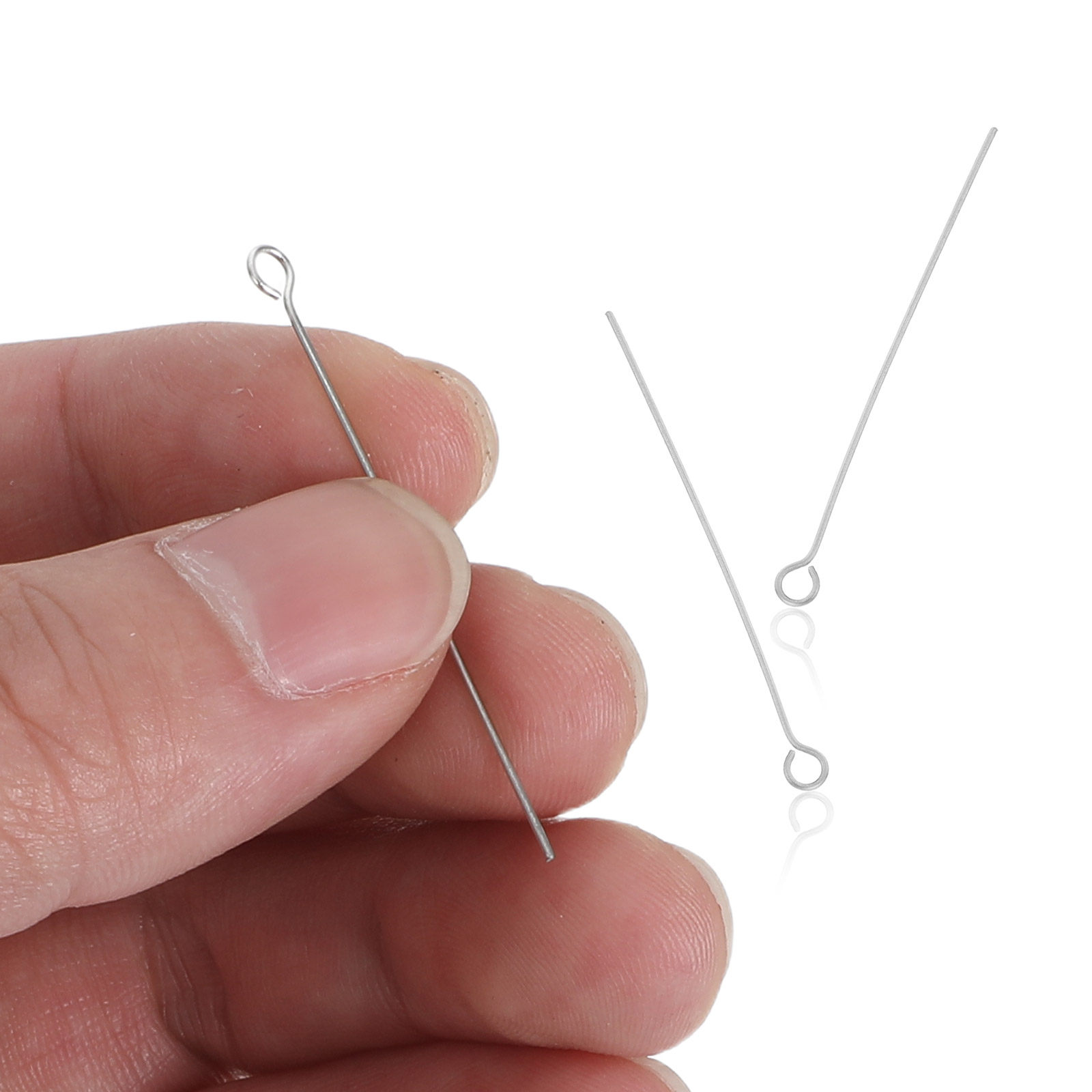 300Pcs Silver Stainless Steel  - Jewelry Making Eye Pins recension och pris