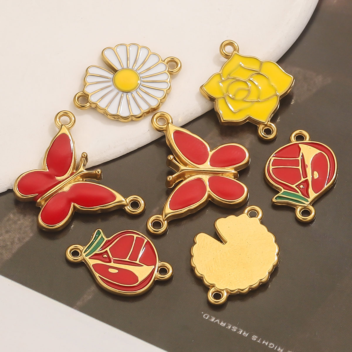4pcs Stainless Steel Enamel Vi - Jewelry Making Materials Wholesale recension och pris