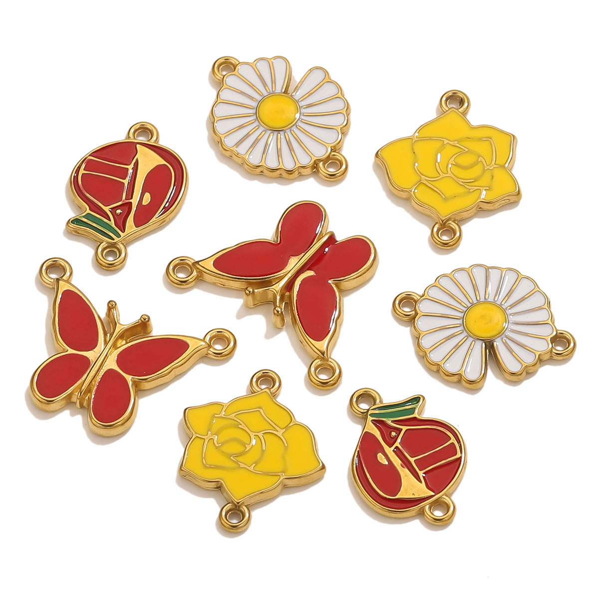 4pcs Stainless Steel Enamel Vi - Jewelry Making Materials Wholesale recension och pris