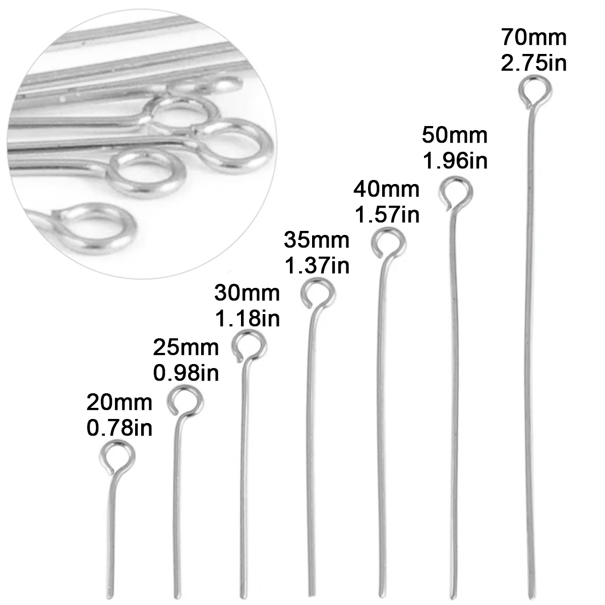 100Pcs/Lot Stainless Steel Eye - Jewelry Making Eye Pins recension och pris