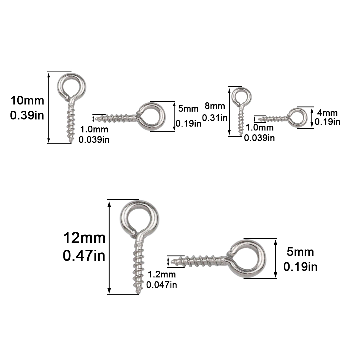 100pcs 4x8/5x10/5x12mm Stainle - Jewelry Making Rivets recension och pris